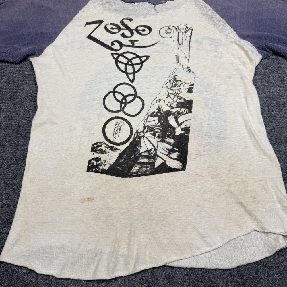 Vintage 1970s Led Zeppelin WORLD TOUR Rare Rock tshirt True Vintage USA Made S - Picture 9 of 15